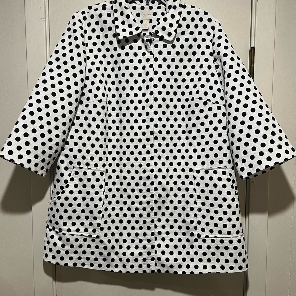 Chico's Black and White Polka Dot Coat
